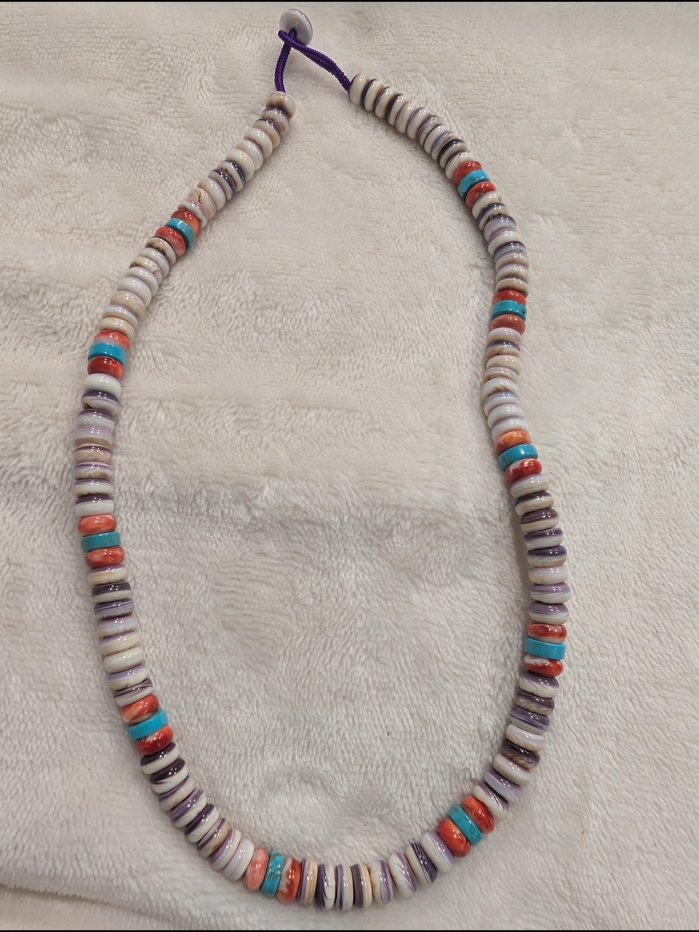 Beaded Multicolor Shell Necklace - White, Purple, Turquoise & Coral